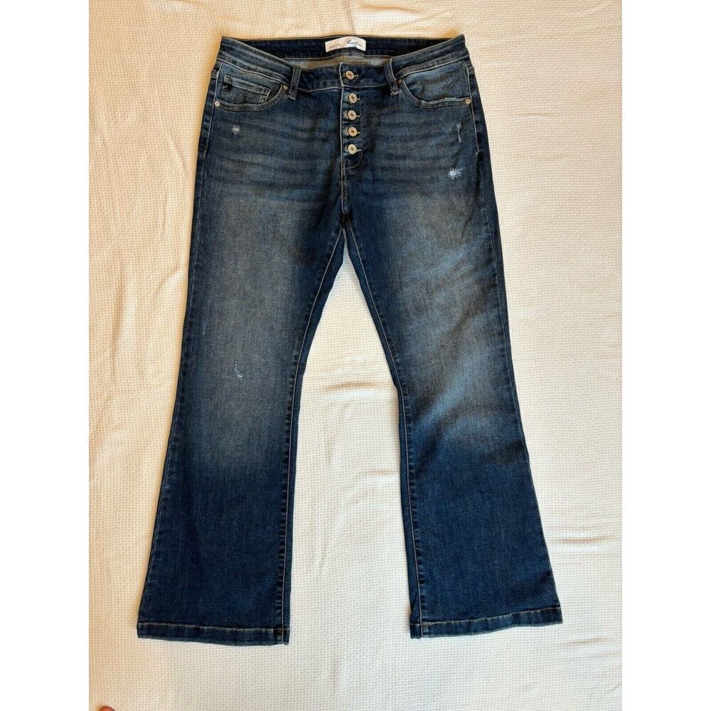 Kancan Jeans 31 Dark Wash Baylor Mid rise Flare Western Cowgirl Preppy - Picture 3 of 14
